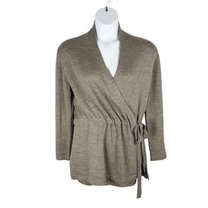 Steven Alan Cardigan Womens M/L Gray Wrap Style 100% Wool Shawl Collar Sweater